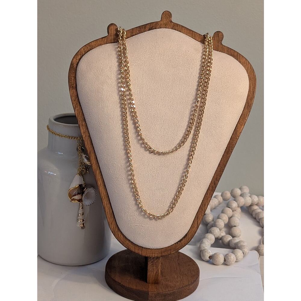 Classic Vintage 1980s 46" Gold-Tone 5.5mm Diamond-Cut Curb Link Chain Necklace